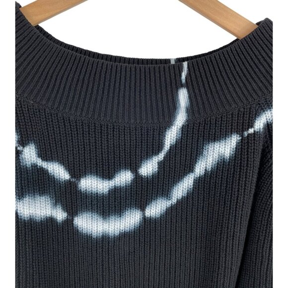 Gilded Intent Womens Size Medium Black &amp; White Cropped Long Sleeve Sweater - Picture 2 of 7